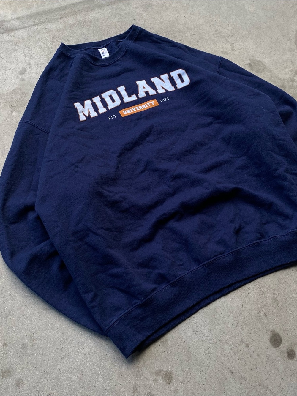 Midland University Jerzees navy blue crewneck
